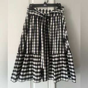 J. Crew Black & White Gingham Tiered Skirt